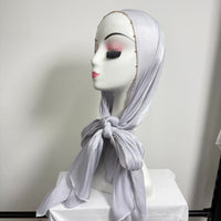 Gold Chain Beaded Edge Crinkle Satin Hijab(MH238)