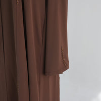Hand-Beaded Linen Open Abaya(MOA320)