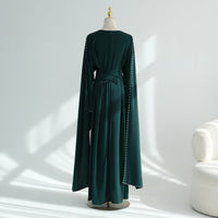 Hand-Beaded Pearl Cape Sleeve Nida Maxi Dress(MS439)