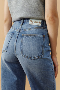 Hey Joanie Brooklyn High Rise Jeans HJ001 shown in light denim with classic five-pocket design and high waist fit.