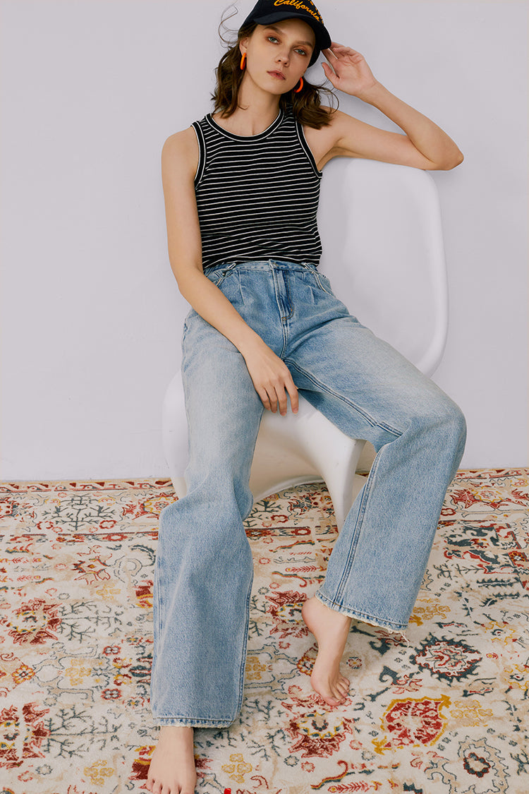 Hey Joanie Fun City Wide Jeans HJ105 in Maggie May XS style, showing the fit and wide-leg design of the denim pants.
