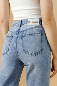 Hey Joanie Manhattan high-rise straight ankle jeans featuring classic denim fabric and a modern fit, shown on a model.