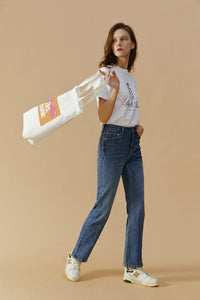 Hey Joanie Activity Grrrl High Rise Kick Crop Jeans, light wash denim with high waist and cropped kick flare style.