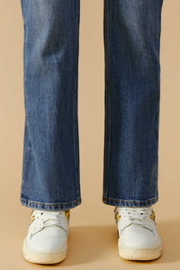 Hey Joanie Activity Grrrl high-rise kick crop jeans with a stylish fit and light wash, shown on a model.