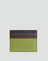 HYER GOODS Certo Card Wallet in green multi-colored leather with multiple card slots, compact and stylish.