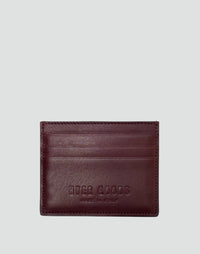 HYER GOODS Certo Card Wallet in burgundy leather, slim design with multiple card slots for convenient everyday use.