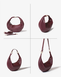 HYER GOODS Ring Bag hobo bag in burgundy with rounded handle and versatile strap, showcasing its stylish and functional design.