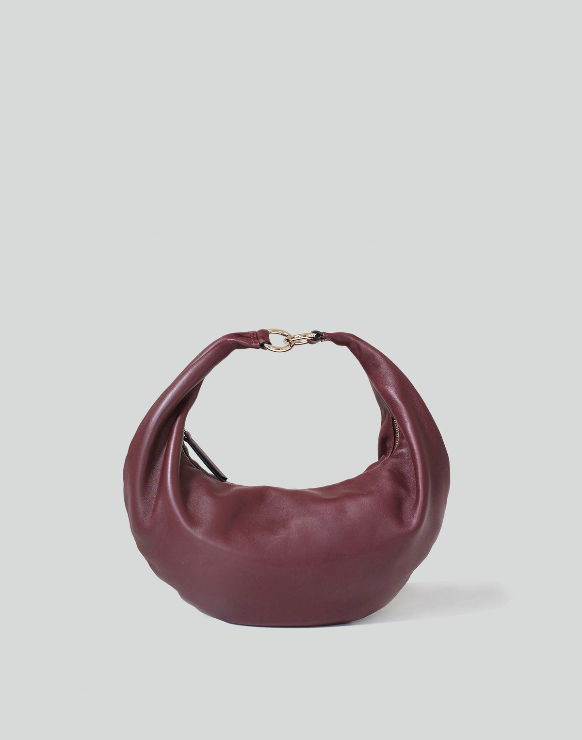 HYER GOODS Ring Bag hobo bag in burgundy with grey accents, stylish and versatile accessory for everyday use.
