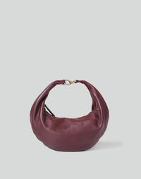 HYER GOODS Ring Bag hobo bag in burgundy with grey accents, stylish and versatile accessory for everyday use.