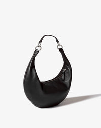 HYER GOODS The Ring Bag hobo style in black with silver ring detail, medium strap, stylish and versatile accessory.
