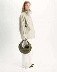 Olive Nappa leather hobo bag by HYER GOODS with ring handle, stylish and spacious, shown with the Ring Bag design.