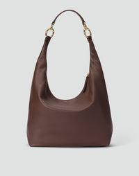 Brown HYER GOODS Hobo Ring Bag with rounded shape and leather strap, stylish and spacious for everyday use.