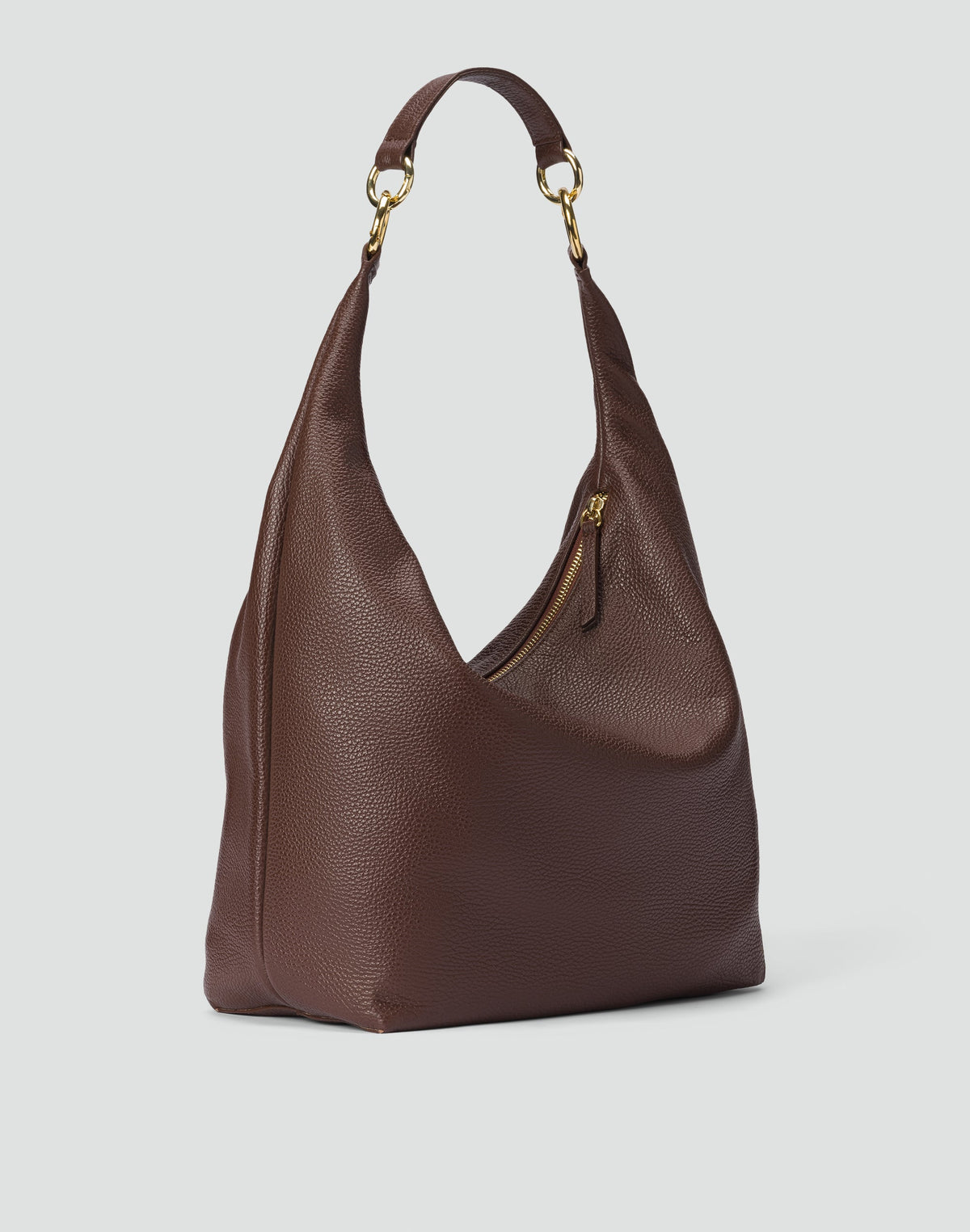 Brown HYER GOODS Hobo Ring Bag with rounded shape and adjustable strap, stylish and functional hobo bag for everyday use.