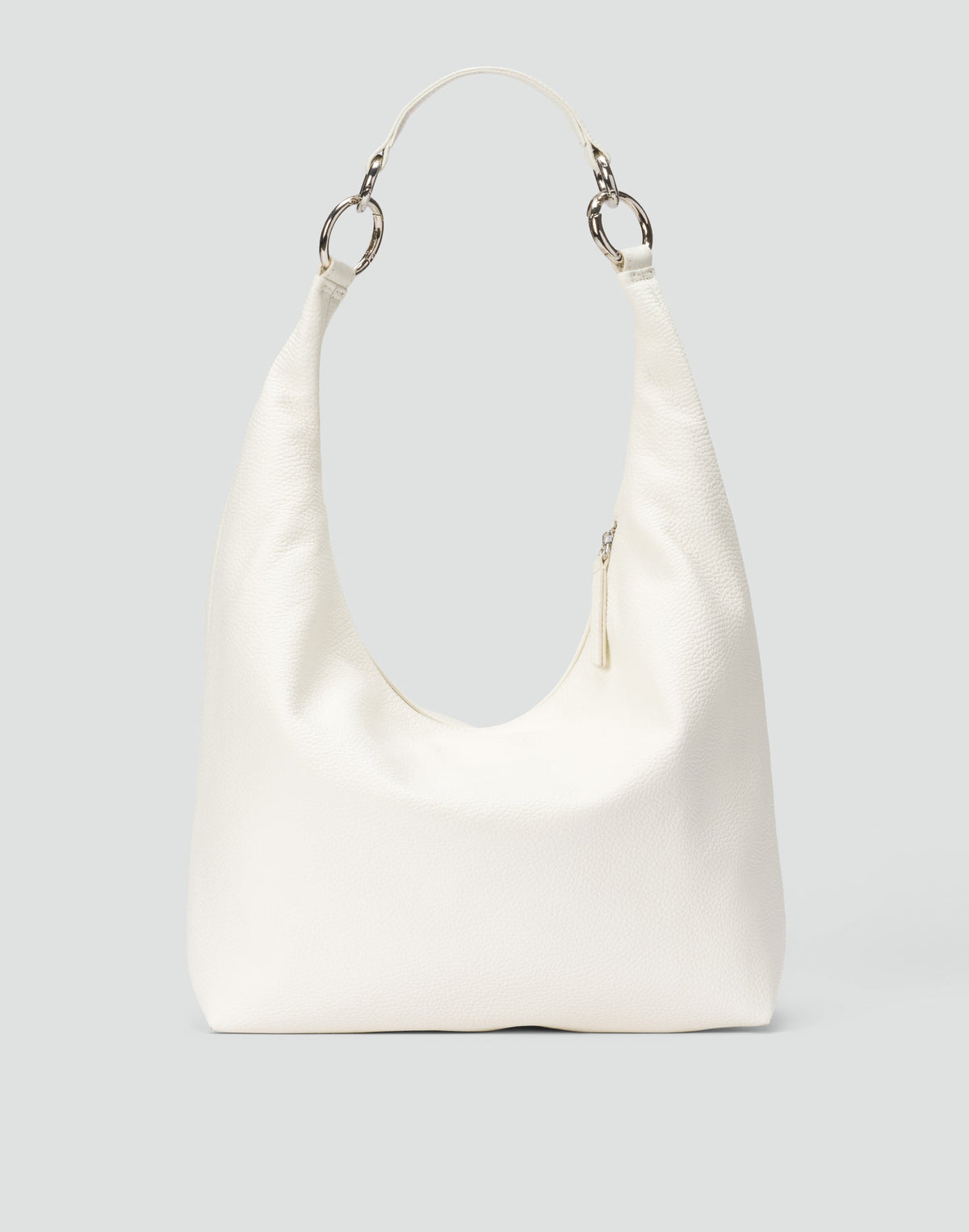 White HYER GOODS Hobo Ring Bag with rounded handle and spacious interior, stylish and versatile for everyday use.