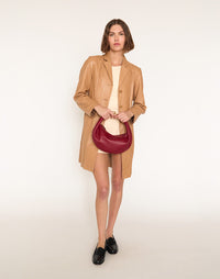 Cherry red HYER GOODS Piccola Ring Bag hobo style with round handle and compact design, perfect for casual or evening outings.
