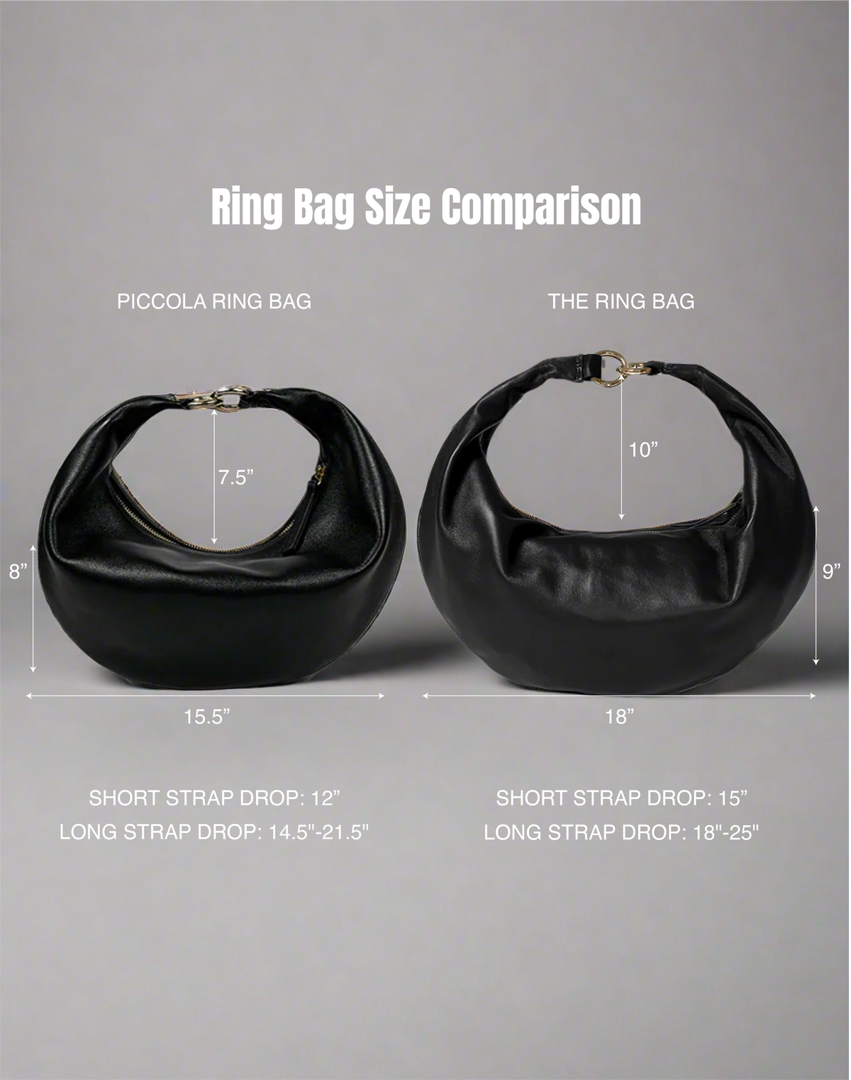 HYER GOODS Piccola Ring Bag hobo bag with circular handle, small size, made of leather, featuring a sleek and minimalist design.