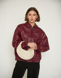HYER GOODS Piccola Ring Bag in off-white, stylish hobo bag with a rounded shape and a prominent ring handle.