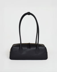 Black La Strada East West Shoulder Bag by HYER GOODS with adjustable strap and minimalist design.