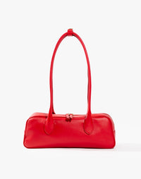 HYER GOODS La Strada East West shoulder bag in Valentino red with sleek design and top handle, perfect for stylish everyday use.