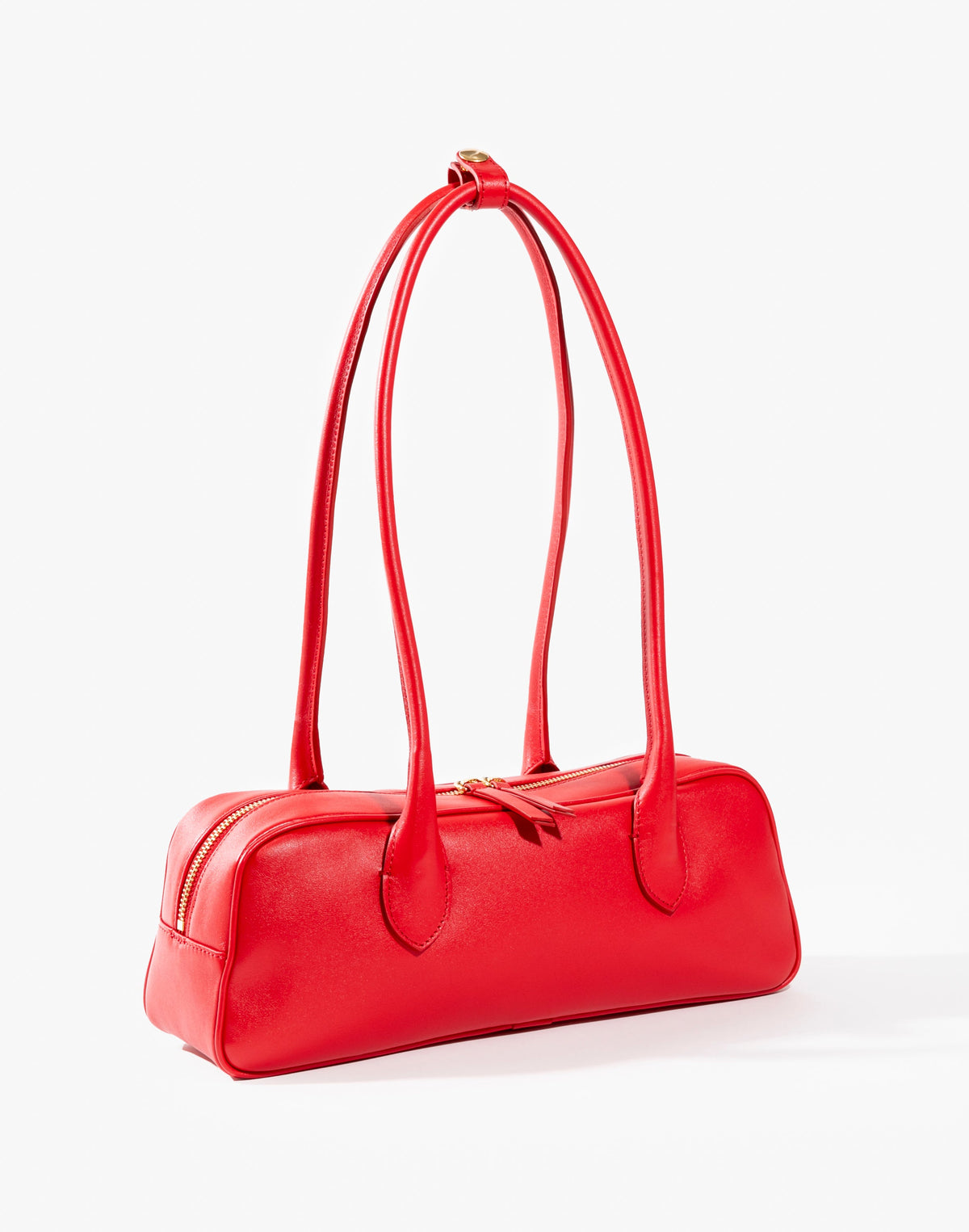 HYER GOODS La Strada East West Shoulder Bag in Valentino Red, featuring a sleek design and sturdy strap.
