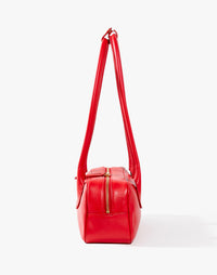 HYER GOODS La Strada East West Shoulder Bag in Valentino Red, featuring a stylish design and compact size.