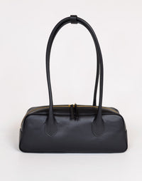 Black La Strada East West Shoulder Bag by HYER GOODS with sleek design and adjustable strap, shown on a plain background.