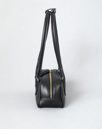 Black and gold Mini La Strada East West shoulder bag by HYER GOODS with sleek design and compact size, featuring a stylish, modern look.