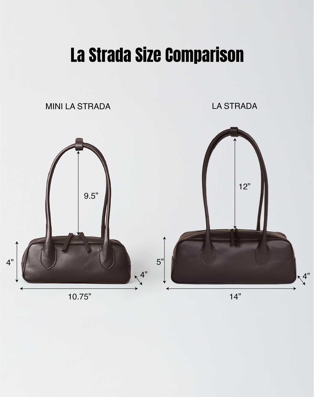 Brown Mini La Strada East West Shoulder Bag by HYER GOODS showing compact size and crossbody strap design.