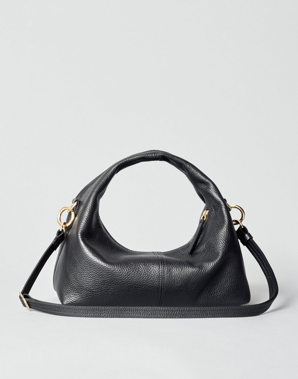 HYER GOODS Mini Everyday Shoulder Bag in black with gold accents, compact and stylish for daily use.