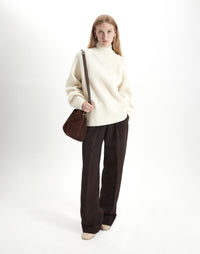 HYER GOODS Mini Everyday Shoulder Bag in chocolate suede, showcasing its compact design and stylish shoulder strap.