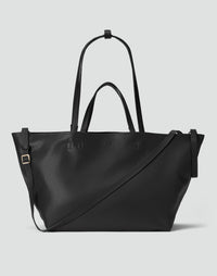 Black HYER GOODS Mercato Tote Bag with sturdy handles and spacious interior, perfect for everyday use.
