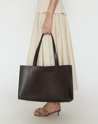 Hyer Goods Tolentino Tote Bag in chocolate brown, featuring sturdy handles and spacious interior for everyday use.