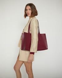 Hyde Goods Tolentino Tote Bag in burgundy with sturdy handles and spacious interior, ideal for daily use and stylish storage.