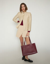 Hyde Goods Tolentino Tote Bag in burgundy with sturdy handles and spacious interior, perfect for everyday use.