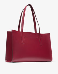 HYER GOODS Tolentino Tote Bag made of double-face burgundy leather, featuring a spacious design and sturdy handles.