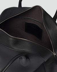 HYER GOODS La Autostrada tote bag in black and silver with sleek design and spacious interior, perfect for everyday use.