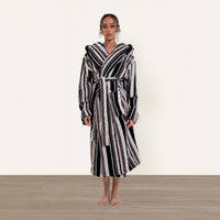 Dusk white Italic Ultraplush Australian Cotton Bathrobe hanging open, soft and plush fabric for comfortable lounging.