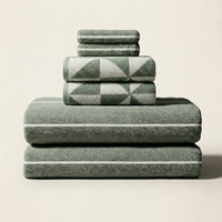 Set of two Italic Umbra bath washcloths in sage and ecru, soft cotton home towels for everyday use.