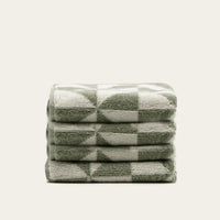 Set of two Italic Umbra bath towels in sage and ecru, soft and plush home bath towels for everyday use.