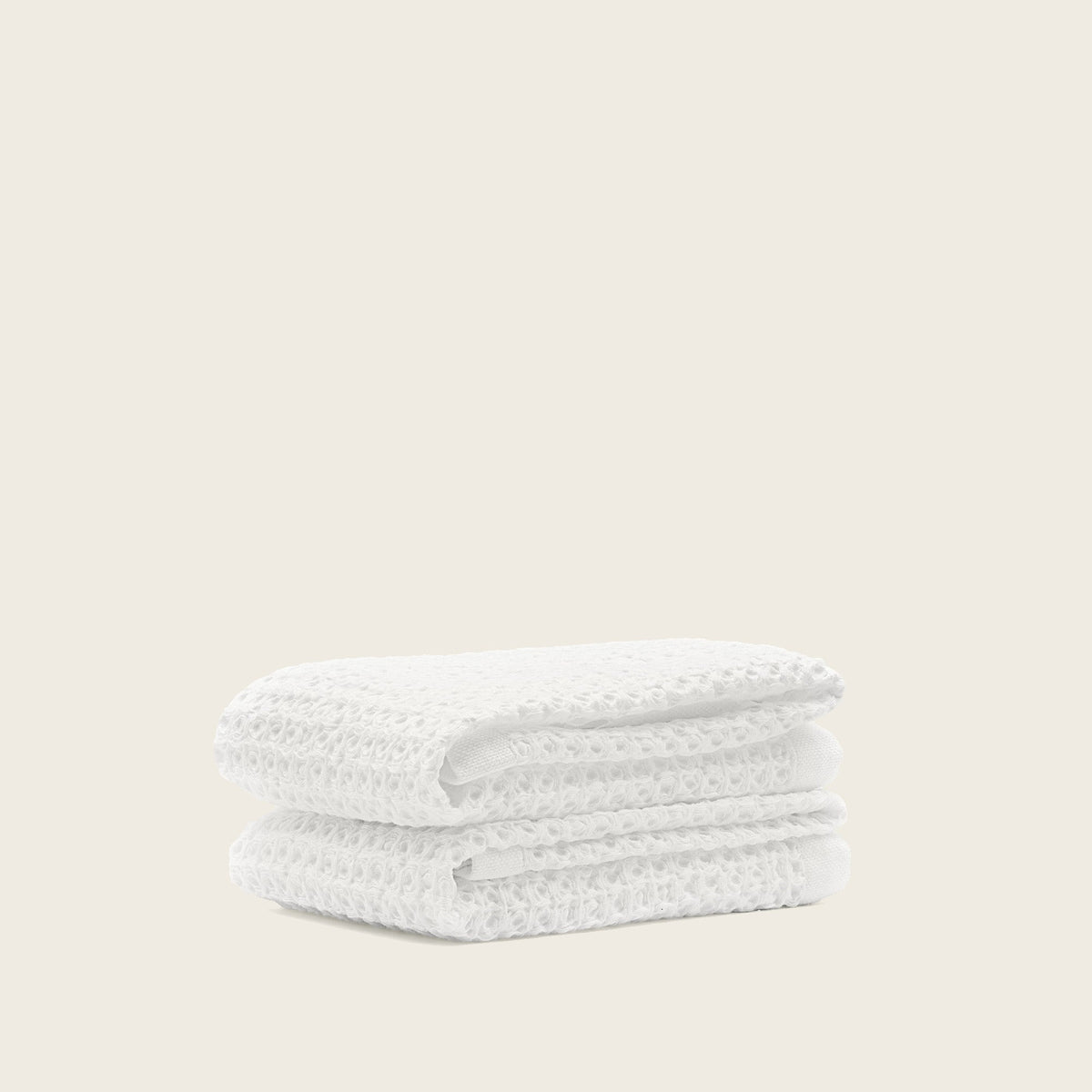 Set of two white Sedona waffle bath towels by Italic, soft and absorbent home bath towels with textured waffle weave.