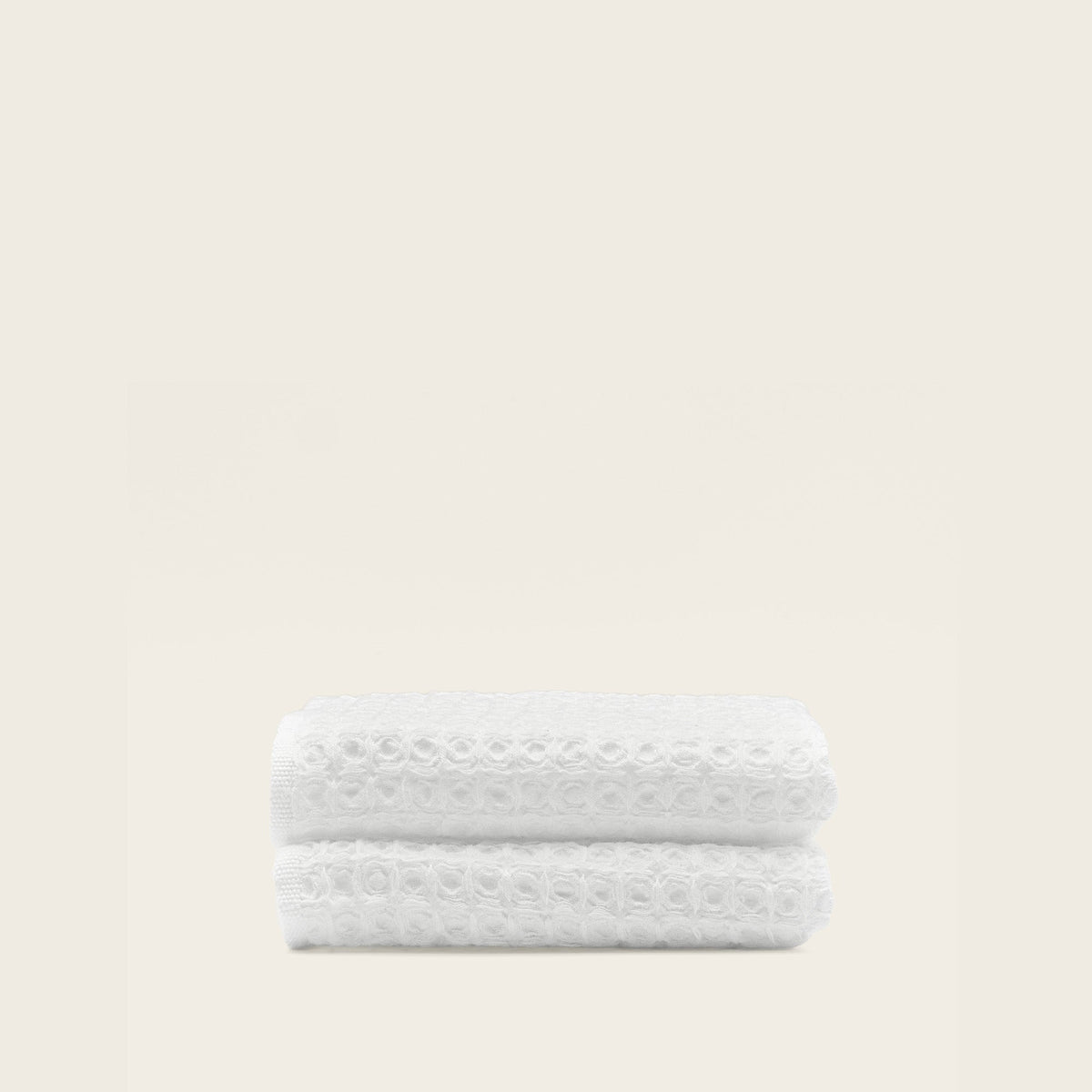 Set of two white Sedona waffle towels by Italic, soft and absorbent home bath washcloths for everyday use.