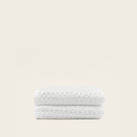 Set of two white Sedona waffle towels by Italic, soft and absorbent home bath washcloths for everyday use.
