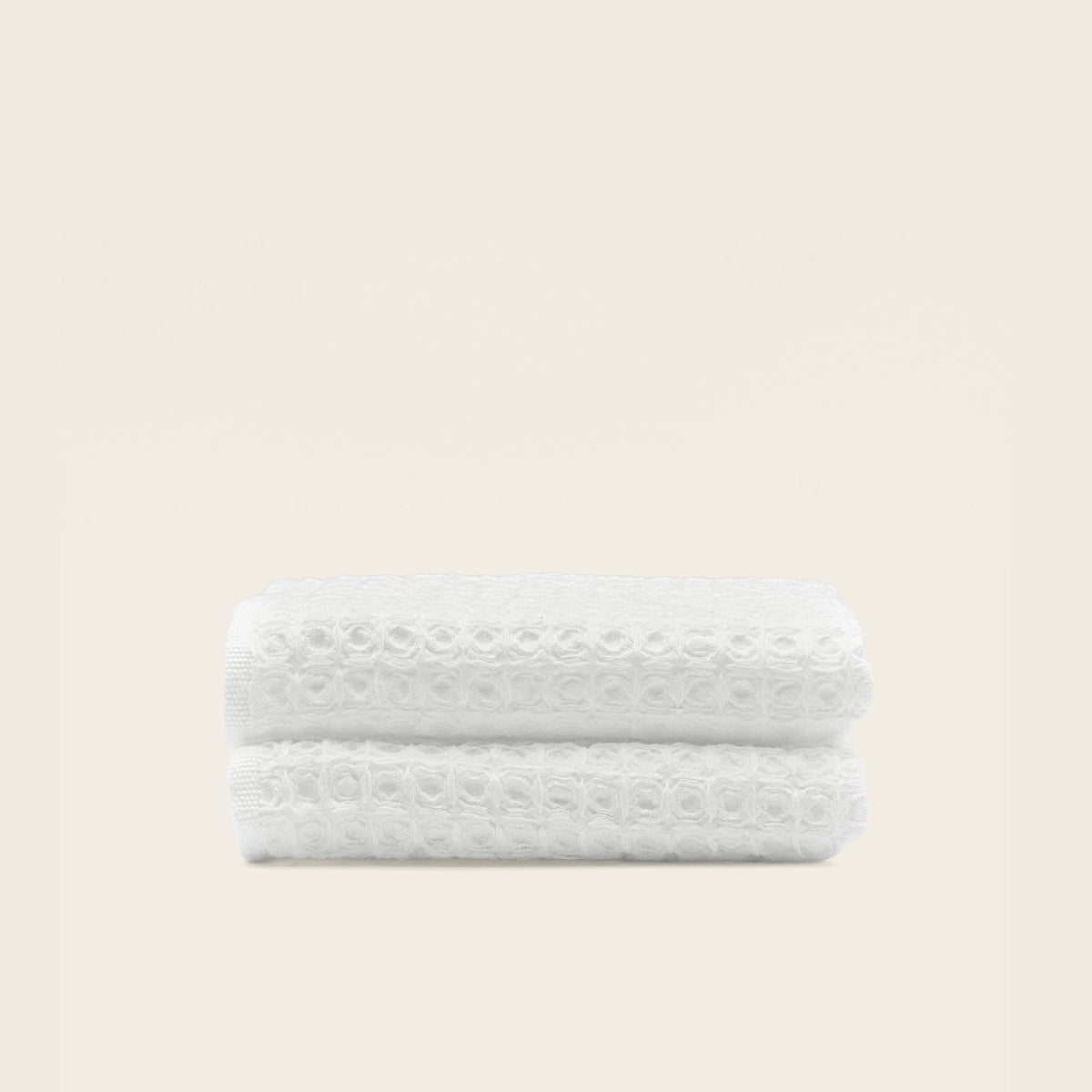 Set of two white Sedona Waffle Towels for bath from Italic, soft textured waffle weave bath towels for home use
