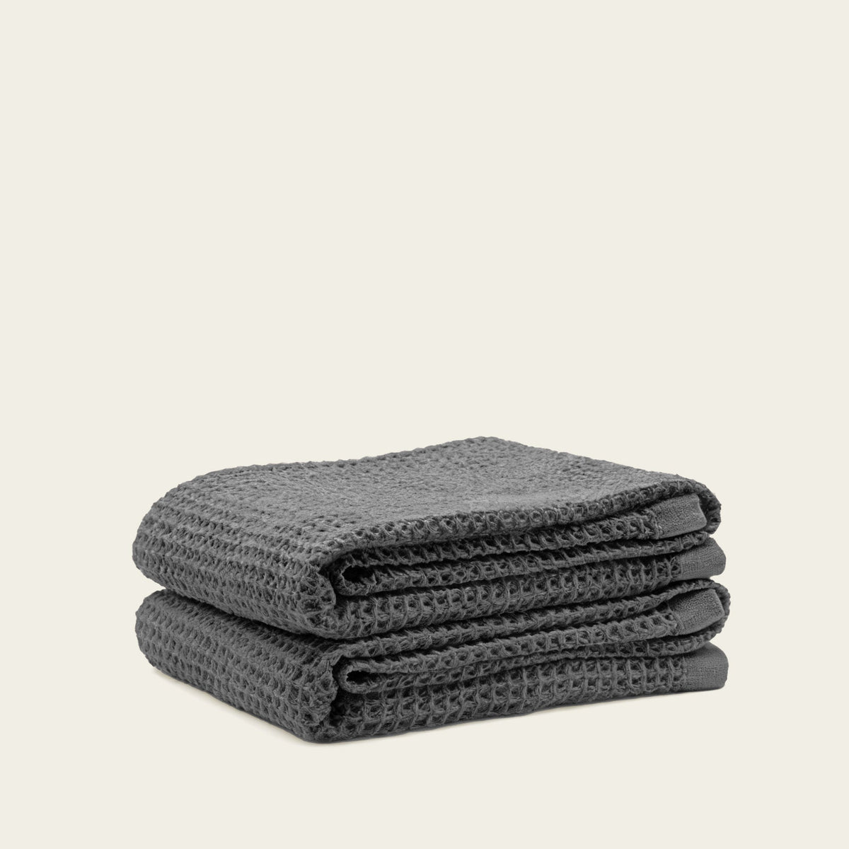Set of two white Sedona waffle bath towels by Italic, showcasing soft, textured fabric for home bathroom use.