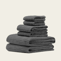 Set of two white Sedona waffle bath towels by Italic, showcasing soft, textured fabric for cozy home bath use.