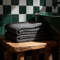 Set of two white Sedona waffle bath towels by Italic, soft and absorbent home bath towels for everyday use.