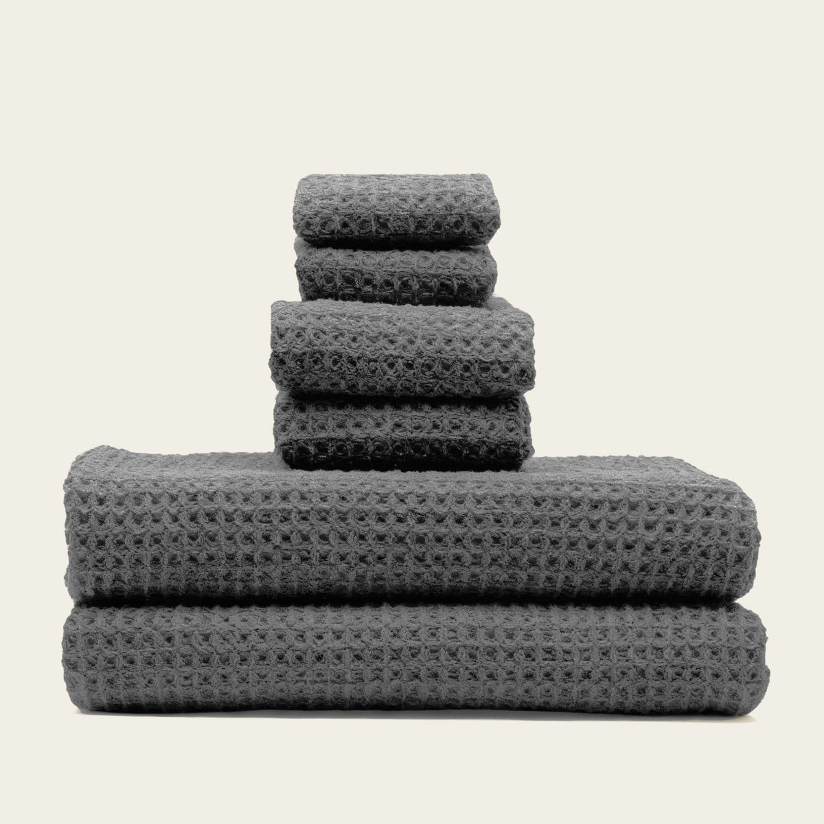 Set of two white Sedona waffle bath towels by Italic, soft and absorbent home bath linens with a textured pattern.