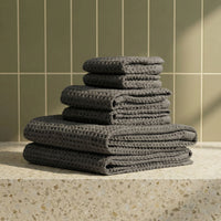 Set of two white Sedona waffle towels for home bath by Italic, soft, textured fabric perfect for everyday use.