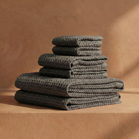 Set of two white Sedona waffle bath towels by Italic, soft and absorbent home bath linens.