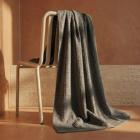 Set of two white Sedona waffle bath towels by Italic, soft and textured for a cozy home bath experience